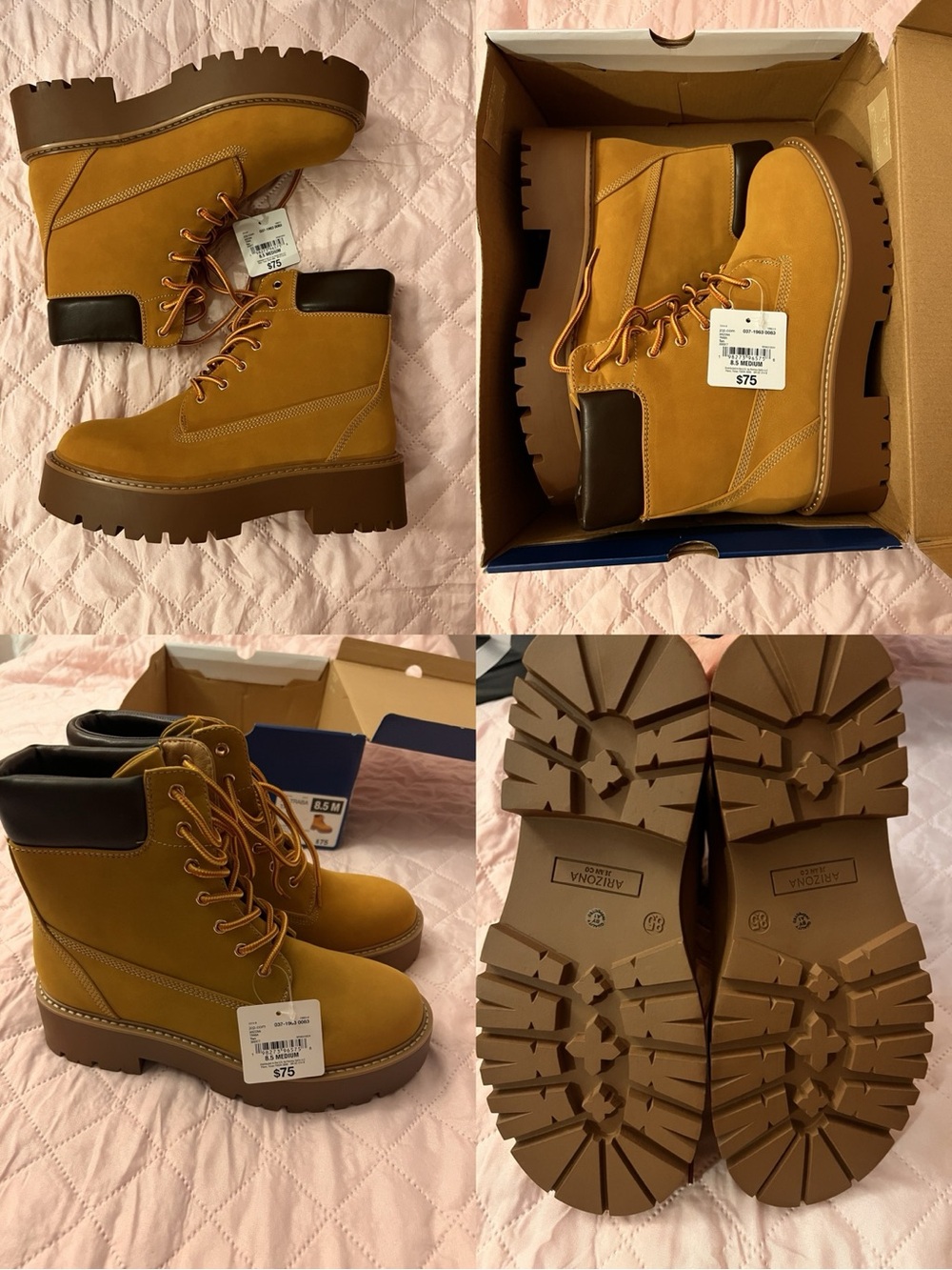 Arizona Jean Company Wheat Brown Lace-Up Platform Boots